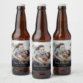 Minimalistische gepersonaliseerde fotonaam datum bier etiket (Flessen)