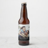 Minimalistische gepersonaliseerde fotonaam datum bier etiket (Voorkant)