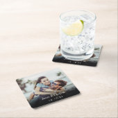 Minimalistische gepersonaliseerde fotoscript naam  kartonnen onderzetters (Insitu)