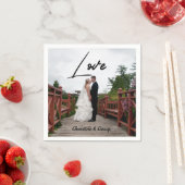 Minimalistische gepersonaliseerde fotoscript naam  servet (Insitu)