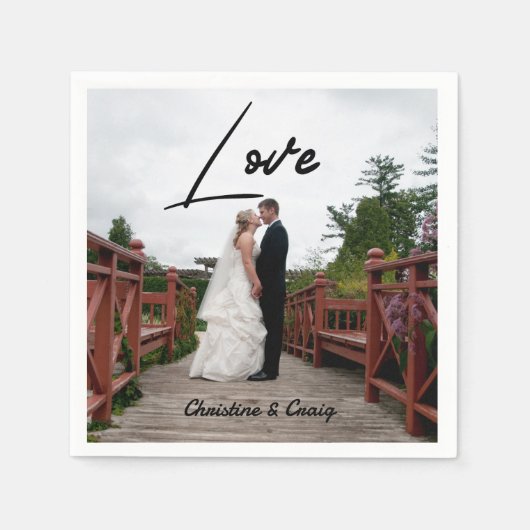 Minimalistische gepersonaliseerde fotoscript naam  servet (Voorkant)