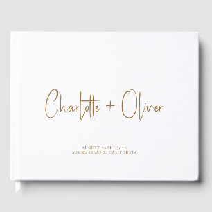 Minimalistische gepersonaliseerde gouden typografi gastenboek