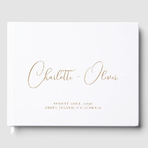 Minimalistische gepersonaliseerde gouden typografi gastenboek