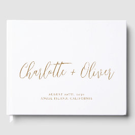 Minimalistische gepersonaliseerde gouden typografi gastenboek
