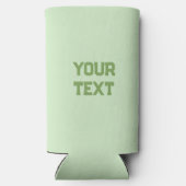Minimalistische, gepersonaliseerde groene kleuren seltzer blikjeskoeler (Achterkant)