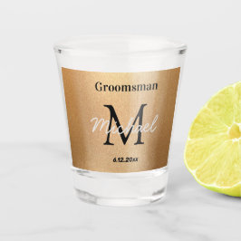 Minimalistische gepersonaliseerde groomsmen gouden shot glas