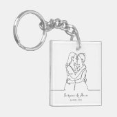 Minimalistische gepersonaliseerde lesbische paar l sleutelhanger (Voorkant Links)