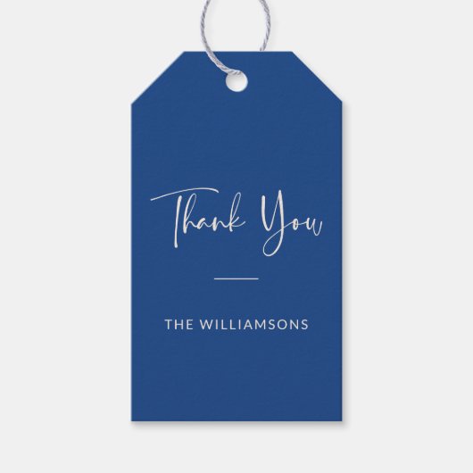Minimalistische Gepersonaliseerde Levendig Blauwe  Cadeaulabel (Voorkant)