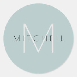 Minimalistische gepersonaliseerde moderne turquois ronde sticker