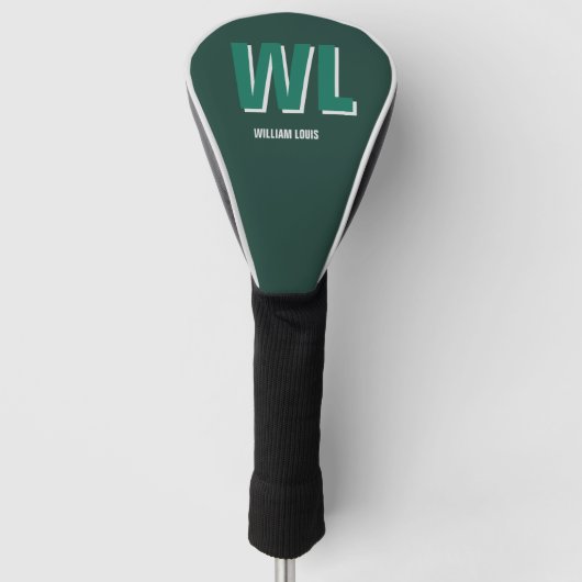 Minimalistische gepersonaliseerde monogram in smar golfheadcover (Voorkant)