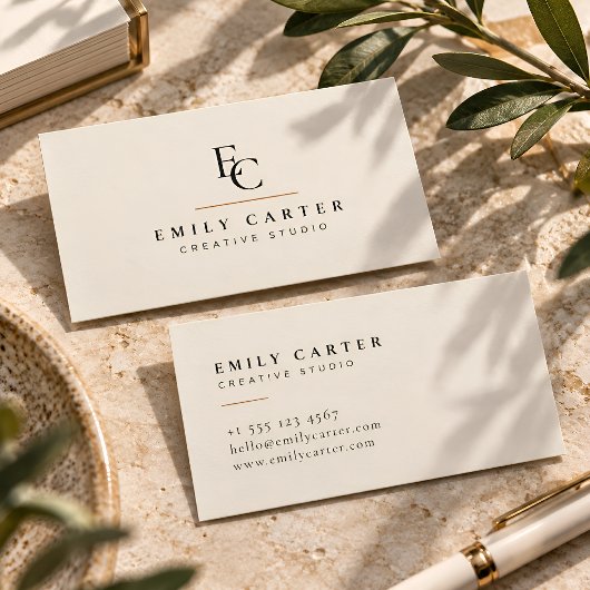 Minimalistische gepersonaliseerde monogram moderne visitekaartje