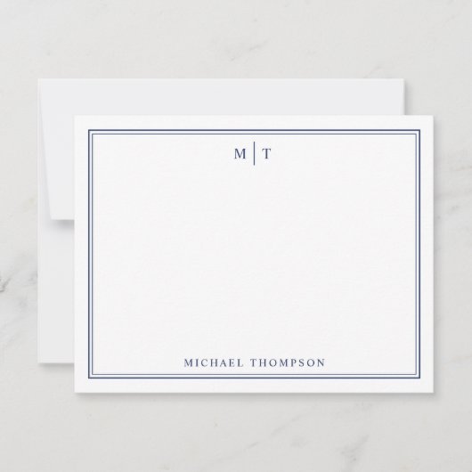 Minimalistische gepersonaliseerde Monogram Note Ka Bedankkaart (Voorkant)
