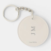 Minimalistische gepersonaliseerde naam en Initiale Sleutelhanger (Voorkant)