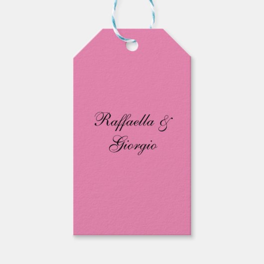Minimalistische gepersonaliseerde naam roze kleur cadeaulabel (Voorkant)