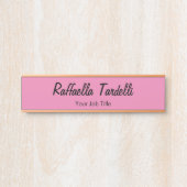 Minimalistische gepersonaliseerde naam roze kleur deurbordje (Voorkant)