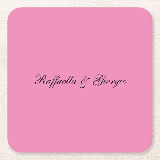 Minimalistische gepersonaliseerde naam roze kleur kartonnen onderzetters (Voorkant)