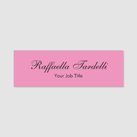 Minimalistische gepersonaliseerde naam roze kleur naamplaatje (Voorkant)