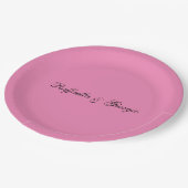 Minimalistische gepersonaliseerde naam roze kleur papieren bordje (Gekanteld)