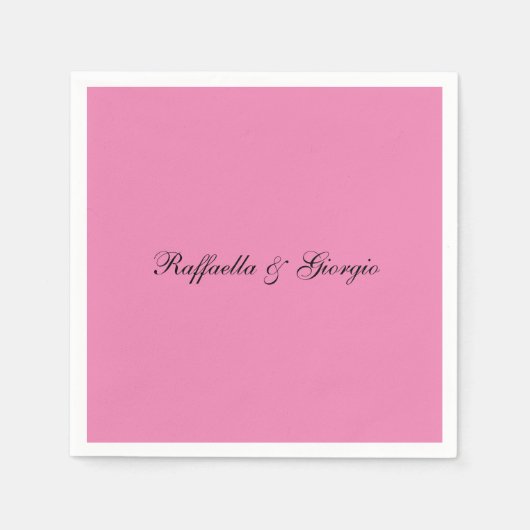 Minimalistische gepersonaliseerde naam roze kleur servet (Voorkant)