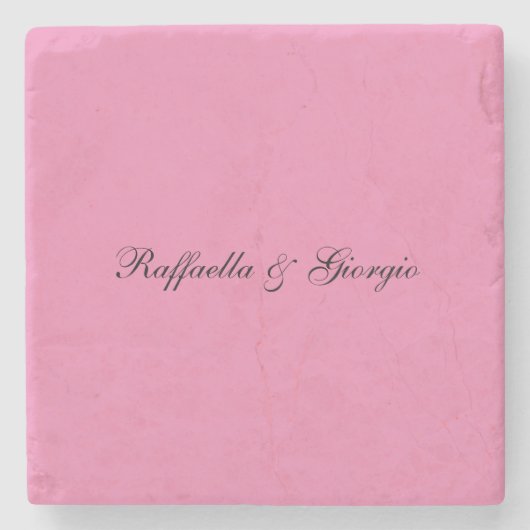 Minimalistische gepersonaliseerde naam roze kleur stenen onderzetter (Voorkant)