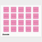 Minimalistische gepersonaliseerde naam roze kleur vierkante sticker (Vel)