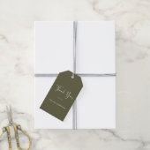 Minimalistische gepersonaliseerde olijfgroene dank cadeaulabel (Met Touw)