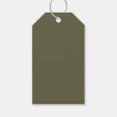 Minimalistische gepersonaliseerde olijfgroene dank cadeaulabel (Achterkant)