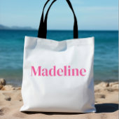 Minimalistische gepersonaliseerde roze bruid Bache Tote Bag