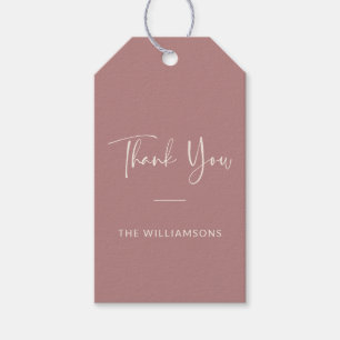 Minimalistische Gepersonaliseerde Stof Roze Dank J Cadeaulabel