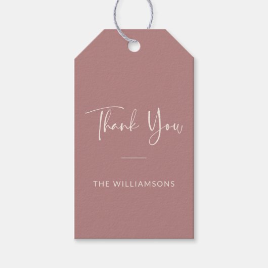 Minimalistische Gepersonaliseerde Stof Roze Dank J Cadeaulabel (Voorkant)
