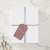Minimalistische Gepersonaliseerde Stof Roze Dank J Cadeaulabel (Met Touw)