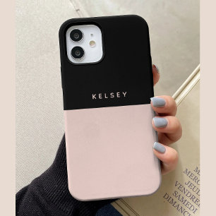 Minimalistische gepersonaliseerde tweekleurige zwa iPhone 15 case