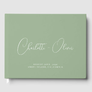 Minimalistische gepersonaliseerde typografie Sage Gastenboek