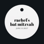 Minimalistische gepersonaliseerde zwarte witte vle bedankjes labels<br><div class="desc">Gepersonaliseerde moderne vet typografie zwart-wit vleermuis Mitzvah Favor Tags</div>