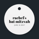 Minimalistische gepersonaliseerde zwarte witte vle bedankjes labels<br><div class="desc">Gepersonaliseerde moderne vet typografie zwart-wit vleermuis Mitzvah Favor Tags</div>