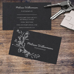 Minimalistische Geplukte Bloemen Visitekaartje