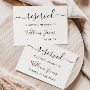 Minimalistische gereserveerde stoel borden, bruilo kaart