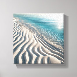 Minimalistische gerimpelde witte zandstrand met kr canvas afdruk