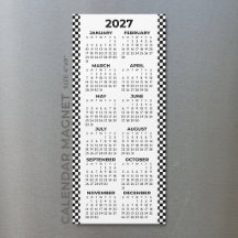 Minimalistische geruite 2027 magnetische kalender