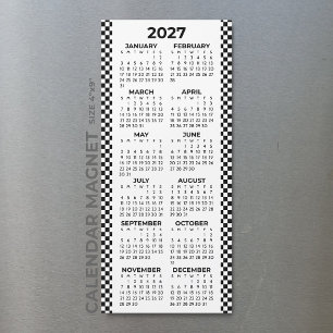Minimalistische geruite 2027 magnetische kalender