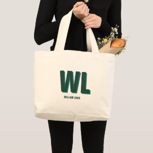 Minimalistische geschenken met smaragdgroene monog grote tote bag
