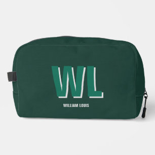 Minimalistische geschenken met smaragdgroene monog toilettasje