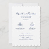 Minimalistische geschetste bruids boeket bruiloft  kaart (Achterkant)