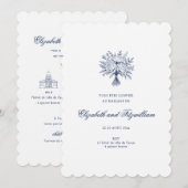 Minimalistische geschetste bruids boeket bruiloft  kaart (Voorkant / Achterkant)