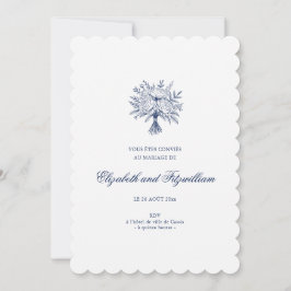 Minimalistische geschetste bruids boeket bruiloft kaart