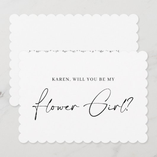 Minimalistische geschulpte bloem meisje voorstel k kaart (Voorkant / Achterkant)