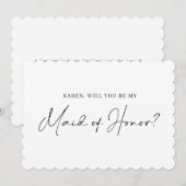 Minimalistische geschulpte rand bruidsmeisje voors kaart (Voorkant / Achterkant)