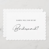 Minimalistische geschulpte rand bruidsmeisje voors kaart (Voorkant / Achterkant)