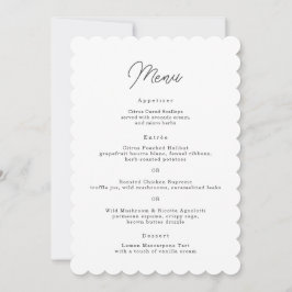 Minimalistische geschulpte script trouwmenu kaart
