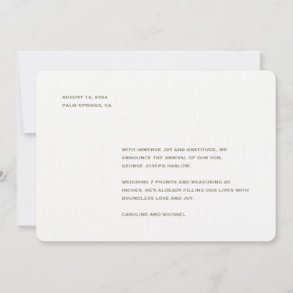 Minimalistische Geslacht Neutrale Geboorte Aankondiging